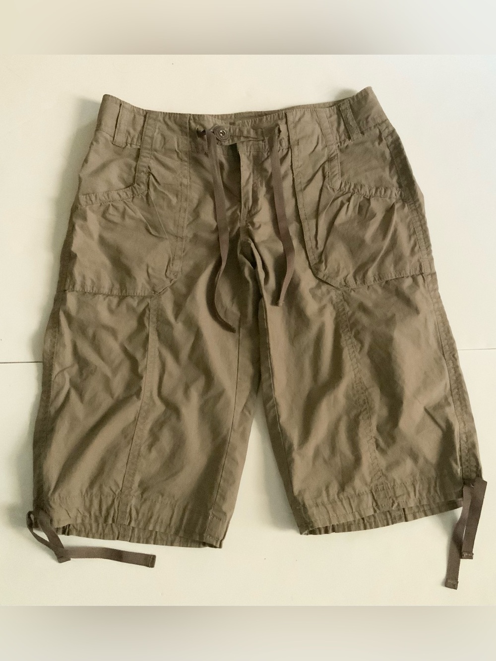NWOT Campus Crew Women’s Cotton Casual Drawstring Cargo Shorts sz 0, Brown
